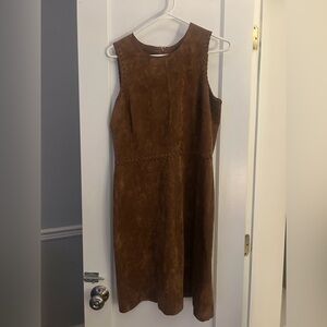 Chic Sleeveless Brown Suede Midi Dress